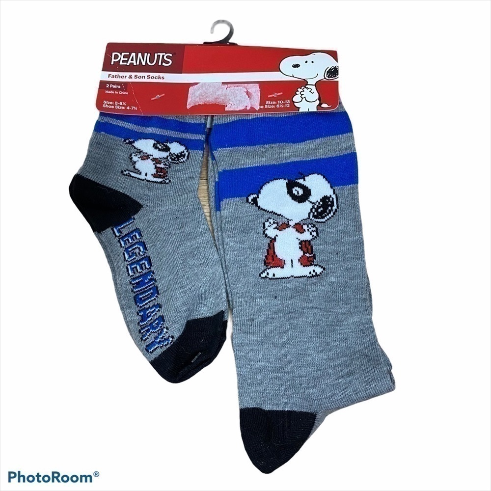 Snoopy Peanuts Father Son Socks NWT Blue Gray Mens Kids Boys Fathers Day Gift